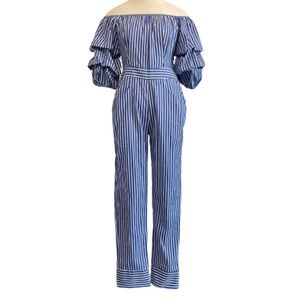 Shein Striped Off Shoulder Jumpsuit